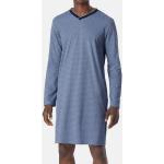 Blaue Langärmelige Schiesser Interlock Herrennachthemden aus Baumwolle Größe XL 