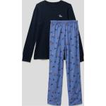 Blaue Schiesser Kinderschlafanzüge & Kinderpyjamas aus Baumwolle Größe 164 