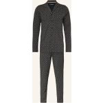 Beige Schiesser Interlock Pyjamas lang aus Baumwolle für Herren Übergrößen 
