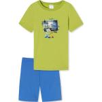 Limettengrüne Schiesser Bio Kurze Kinderschlafanzüge aus Baumwolle für Jungen für den für den Sommer 