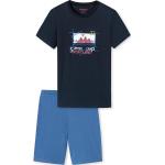 Dunkelblaue Schiesser Bio Kurze Kinderschlafanzüge aus Jersey für Jungen für den für den Sommer 