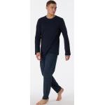 Mitternachtsblaue Casual Schiesser Bio Pyjamas lang für Herren Größe XL 