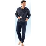 Marineblaue Schiesser Pyjamas lang aus Baumwolle für Herren Größe M 