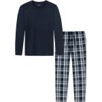 Dunkelblaue Schiesser Pyjamas lang aus Baumwolle für Herren Übergrößen 