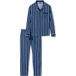 Blaue Elegante Schiesser Pyjamas lang aus Baumwolle für Herren Übergrößen 