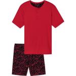 Rote Unifarbene Schiesser Pyjamas kurz aus Samt für Herren Übergrößen 