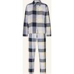 Reduzierte Dunkelblaue Schiesser Selected Premium Pyjamas lang aus Flanell für Damen Größe M 