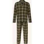 Dunkelgrüne Schiesser Bio Pyjamas lang aus Flanell für Herren Größe XL 