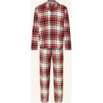 Rote Schiesser Pyjamas lang aus Flanell für Herren Größe XL Weihnachten 