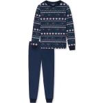 Mitternachtsblaue Schiesser Bio Lange Kinderschlafanzüge aus Baumwolle für Jungen Größe 164 