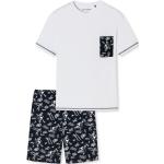 Reduzierte Weiße Maritime Schiesser Pyjamas kurz aus Baumwolle für Herren für den für den Sommer 