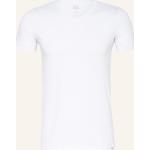 Weiße Kurzärmelige Schiesser Long Life V-Ausschnitt T-Shirts aus Jersey für Herren Übergrößen 