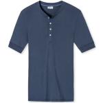 Reduzierte Blaue Unifarbene Halblangärmelige Schiesser Revival Henleykragen T-Shirts aus Baumwolle für Herren 