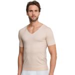 Reduzierte Beige Kurzärmelige Schiesser Interlock V-Ausschnitt T-Shirts aus Baumwolle enganliegend für Herren 