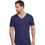Blaue Kurzärmelige Schiesser Interlock V-Ausschnitt T-Shirts aus Baumwolle enganliegend für Herren 