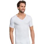 Weiße Kurzärmelige Schiesser Interlock V-Ausschnitt T-Shirts aus Baumwolle enganliegend für Herren 