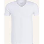 Weiße Kurzärmelige Schiesser Long Life V-Ausschnitt V-Shirts aus Jersey für Herren Größe XL 