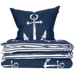 Marineblaue Gestreifte Maritime Bettwäsche Sets & Bettwäsche Garnituren mit Reißverschluss aus Baumwolle maschinenwaschbar 135x200 