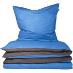 Royalblaue Melierte Schiesser Bettwäsche Sets & Bettwäsche Garnituren mit Reißverschluss aus Renforcé 155x220 
