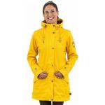 Gelbe Unifarbene Casual Wasserdichte Winddichte Atmungsaktive Gefütterte Regenjacken aus PU mit Kapuze für Damen 