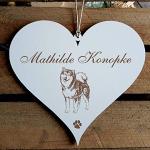 Schild Herz « Alaskan Malamute » mit persönlicher Wunschgravur - Deko Dekoration Türschild Name - Hund Hunde Haustiere