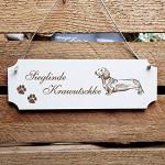 Schild Hund « Dackel Kurzhaar » Türschild mit persönlicher Wunschgravur und Motiv - Größe ca. 20 x 6,7 x 0,5 cm - Shabby Dekoration Namensschild Name - Hunde Kurzhaardackel
