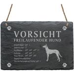 Schild Schiefer Spruch Podenco Vorsicht Freilaufender Hund Türschild 22 x 16 cm