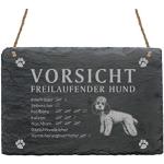 Schild Schiefer Spruch PUDEL Vorsicht Freilaufender Hund Türschild 22 x 16 cm