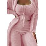 Rosa Pyjamas lang aus Fleece Handwäsche für Damen Größe 3 XL 3-teilig für den für den Sommer 