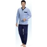 Hellblaue Comte Bio Pyjamas lang aus Baumwolle für Herren Übergrößen 