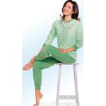 Hellgrüne Bestickte bader Pyjamas lang aus Baumwolle für Damen Größe L 