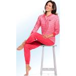 Korallenrote Bestickte COMTESSA Pyjamas lang aus Baumwolle für Damen Größe M 