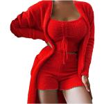 Rote Sexy Mini Morgenmäntel mit Reißverschluss mit Reißverschluss aus Frottee für Damen Größe XL für den für den Sommer 
