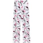 Reduzierte Weiße Hello Kitty Pyjamahosen lang aus Flanell für Damen Größe M für den für den Winter 