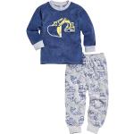 Dunkelblaue Playshoes Lange Kinderschlafanzüge aus Frottee für Jungen Größe 110 2-teilig 