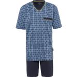 Pyjama V-Ausschnitt GÖTZBURG Schlafanzug ÜBERGRÖSSEN kariert marine Brusttasche 