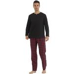 Schwarze Pyjamas lang aus Flanell für Herren Größe L 2-teilig für den für den Winter 