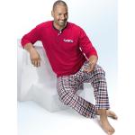 Rote bader Oeko-Tex Pyjamas lang aus Baumwolle für Herren Übergrößen 