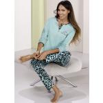Mintgrüne bader Pyjamas lang aus Baumwolle für Damen Größe XXL 