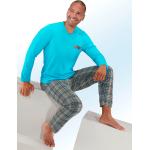 Türkise bader Pyjamas lang aus Baumwolle für Herren Übergrößen 