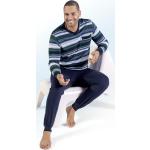 Marineblaue bader Pyjamas lang aus Baumwolle für Herren Größe S 