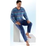 Indigofarbene bader Oeko-Tex Pyjamas lang aus Baumwolle für Herren Größe S 