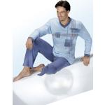 Hellblaue bader Pyjamas lang aus Baumwolle für Herren Übergrößen Tall 