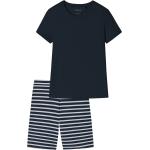Dunkelblaue Unifarbene Sportliche Schiesser Pyjamas kurz für Damen Größe M 