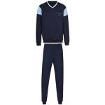 Marineblaue Trigema Herrenschlafanzüge & Herrenpyjamas mit Knopf aus Baumwolle Größe 4 XL 