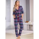 Marineblaue Pastunette Pyjamas lang aus Flanell für Damen Größe L 