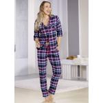 Marineblaue Pastunette Pyjamas lang aus Flanell für Damen Größe L 