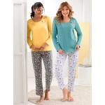 Gelbe Nachhaltige Pyjamas lang aus Baumwolle für Damen 