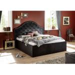 Schwarze Barocke Betten mit Bettkasten aus Stoff 