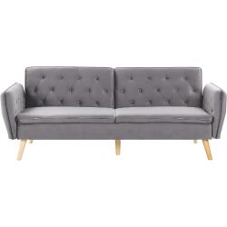 2-Sitzer Sofa mit Schlaffunktion aus Samtstoff grau Bardu